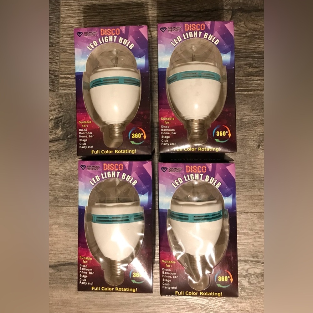 4 Pack - Diamond Visions Disco LED Rotating 360 Light Bulb